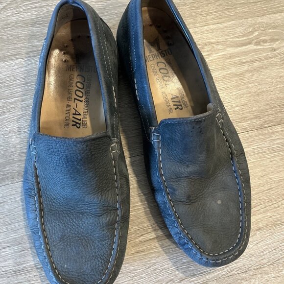 Mephisto Shoes Mens 9.5 Gray Leather Cool-Air Moccasin Loafers Comfort Casual - Picture 1 of 9